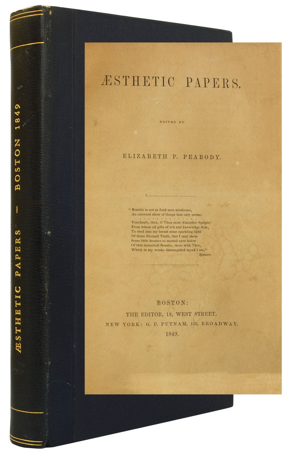 (Item #1043) Aesthetic Papers. Elizabeth Peabody, Nathaniel Hawthorne with contributions by: Henry D. Thoreau, Ralph W. Emerson.