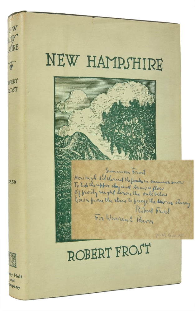 Item #1291) New Hampshire (Inscribed First Edition). Robert Frost