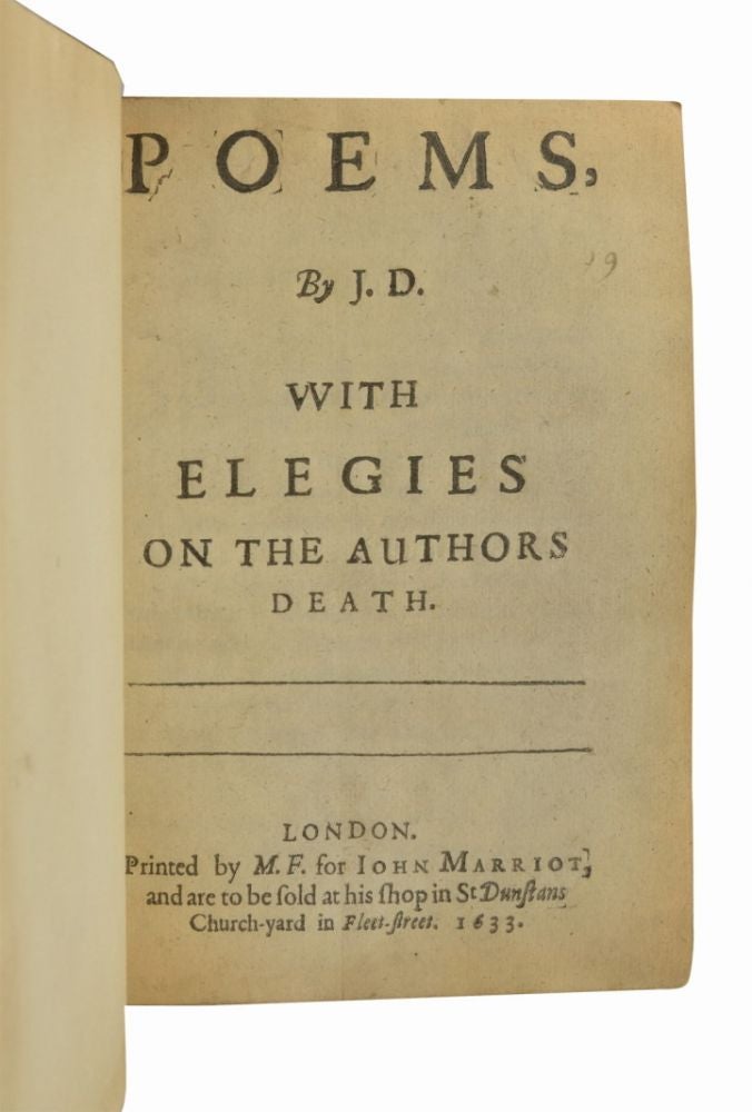 Poems, By J.D. With Elegies On The Authors Death.