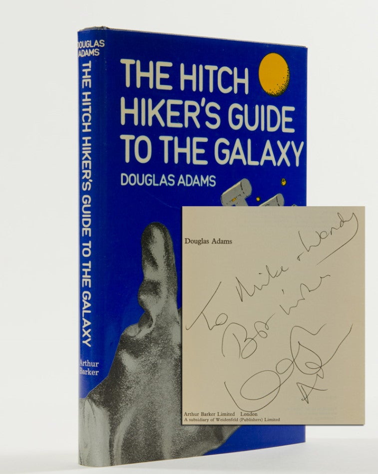 (Item #1370) The Hitchhiker's Guide to the Galaxy (Inscribed First Edition). Douglas Adams.