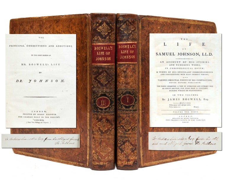 Item #1827) The Life of Samuel Johnson, LLD (Presentation Copy), bound with "The Principal...