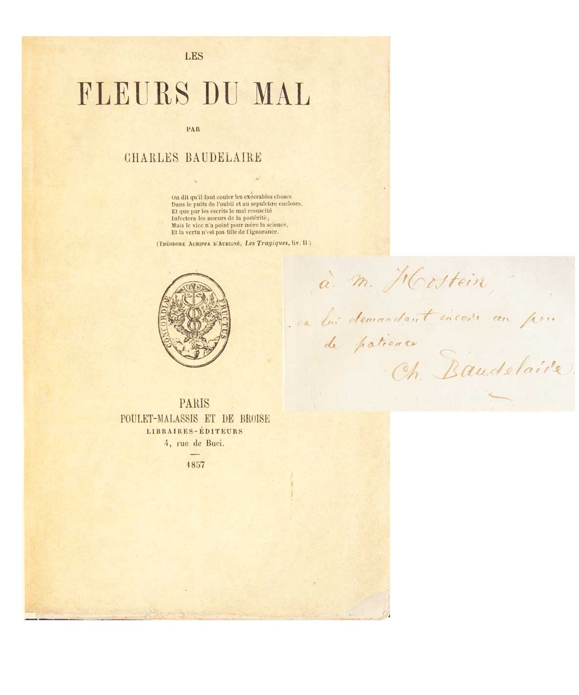 (Item #1829) Les Fleurs du Mal (Presentation copy). Charles Baudelaire.