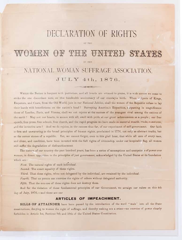 Susan Mott Declaration of Rights of the Women of the United States by the National ...