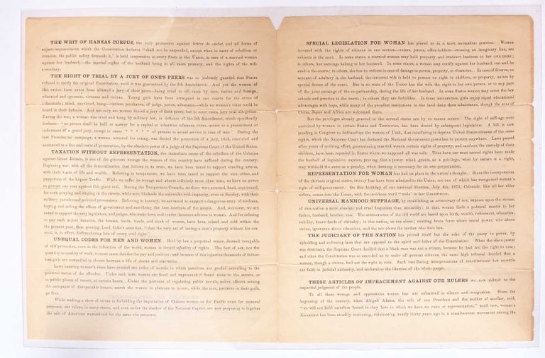 Declaration of Rights of the Women of the United States by the National Woman Suffrage Association