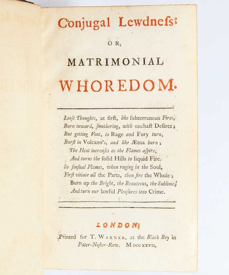 Conjugal Lewdness: or, Matrimonial Whoredom.