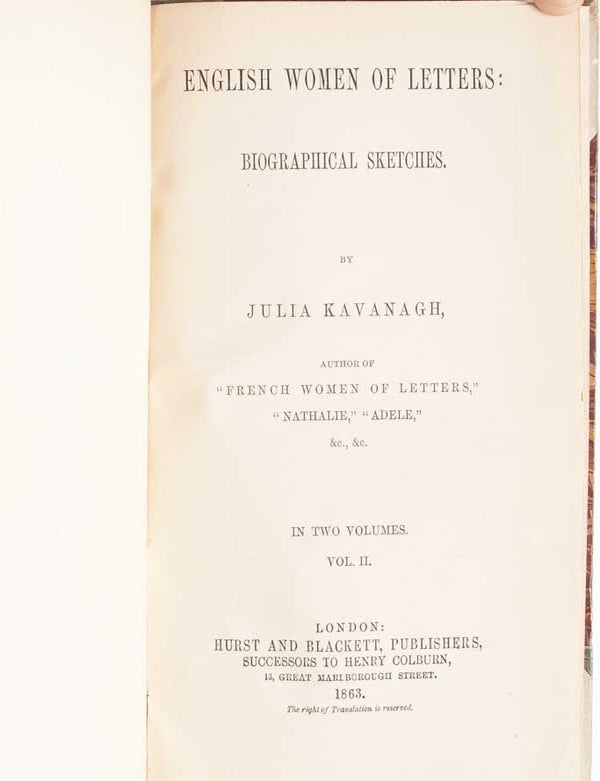 English Women of Letters: Biographical Sketches (In Two Volumes)