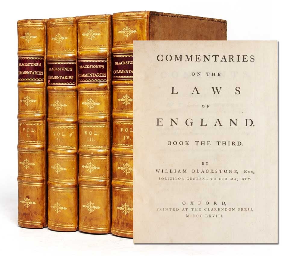 (Item #2399) Commentaries on the Laws of England (in four volumes). Sir William Blackstone.