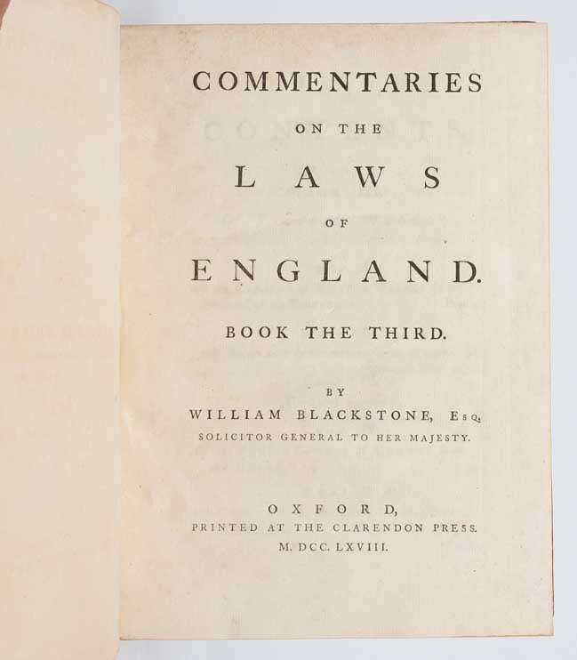 Commentaries on the Laws of England (in four volumes)
