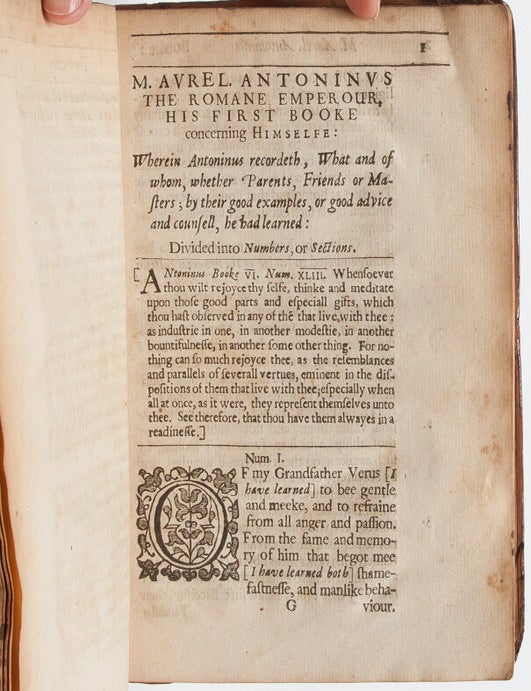 Marcus Aurelius Antoninus the Roman emperor, his meditations concerning himselfe: treating of a naturall mans happinesse; wherein it consisteth, and of the meanes to attaine unto it.