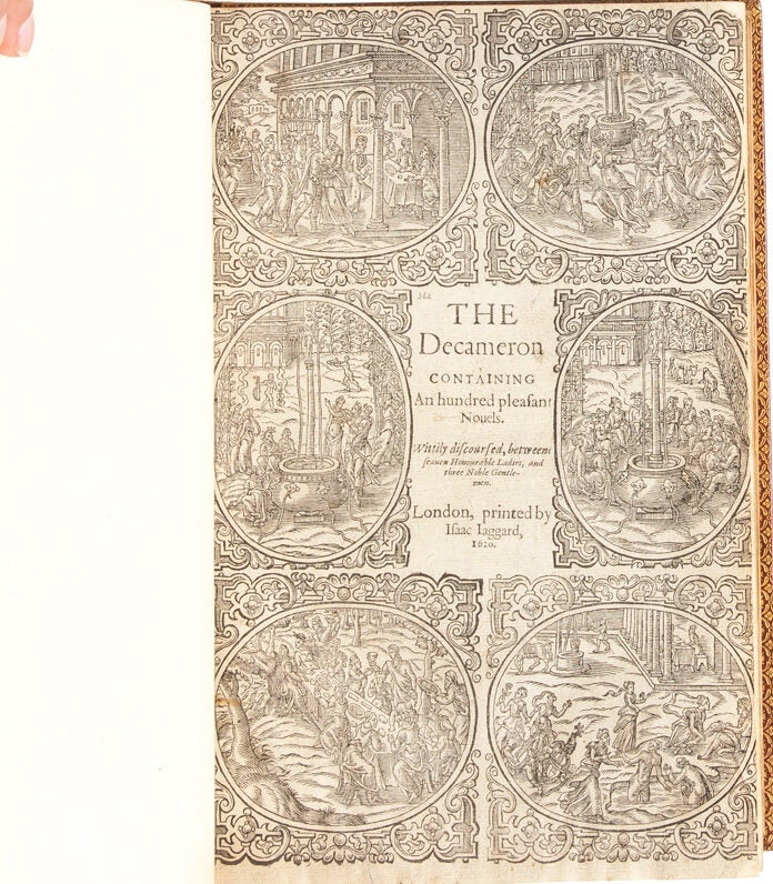 The Decameron Containing an hundred pleasant novels. Wittily discoursed, between seaven Honourable Ladies, and three Noble Gentlemen.