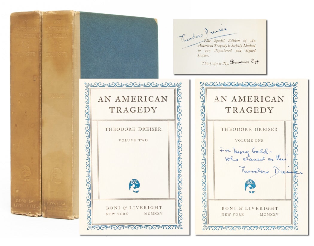 (Item #2644) An American Tragedy (Presentation copy). Theodore Dreiser.