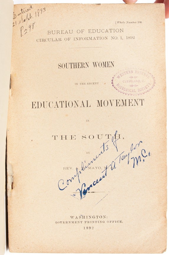 Southern Women in the Recent Educational Movement in the South