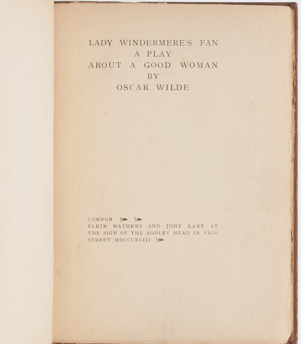 Lady Windermere's Fan (Presentation Copy)