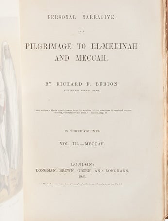 Personal Narrative of a Pilgrimage to El Medinah and Mecca (in 3 vols)