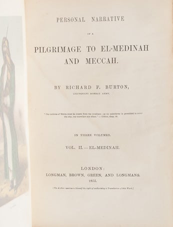 Personal Narrative of a Pilgrimage to El Medinah and Mecca (in 3 vols)