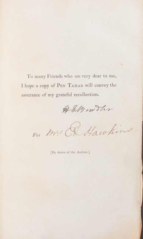 Pen Tamar; or, The History of an Old Maid (Presentation Copy)