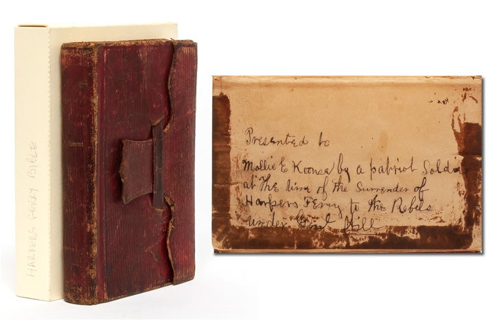 Item #3256) Pocket Bible given by a captured Union soldier to a woman in a prominent Unionist...