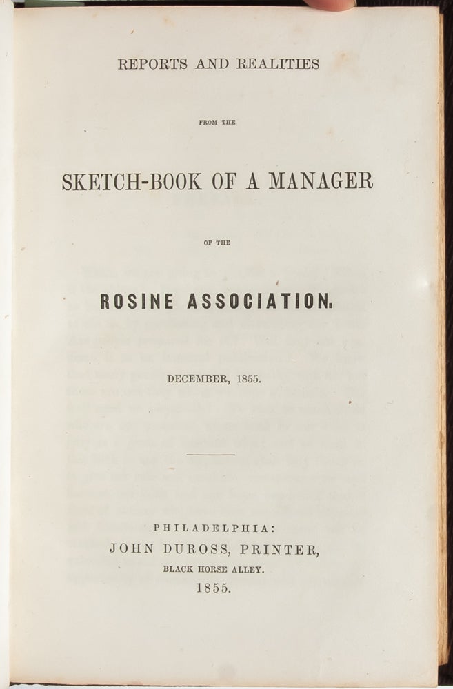 (Item #3343) Reports and Realities from the Sketch Book of a Manager of the Rosine Association (Association Copy). Sex Workers, Activism, Reform, Mira Sharpless Townsend.