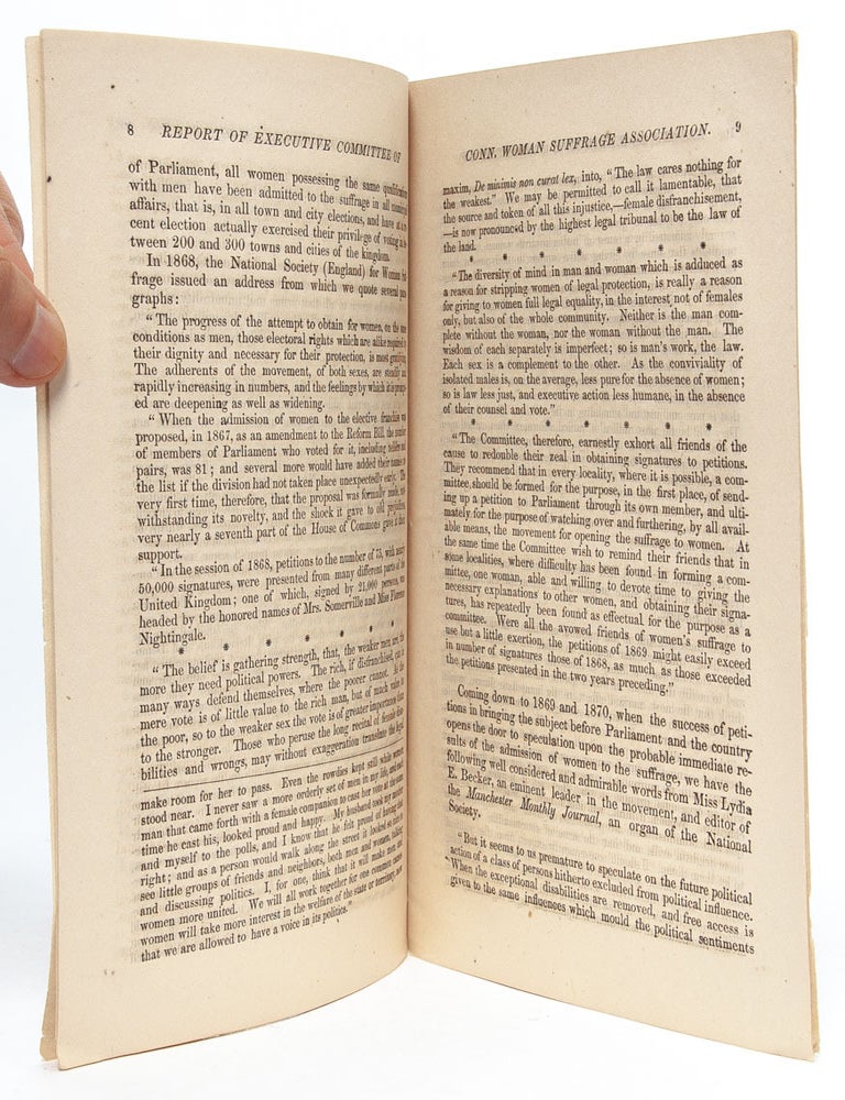 Annual Meeting of the Connecticut Woman Suffrage Association Held at Hartford, September 9, 1870