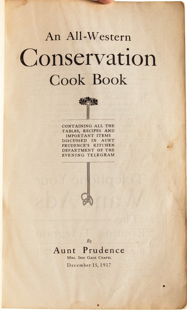 An All Western Conservation Cook Book...By Aunt Prudence