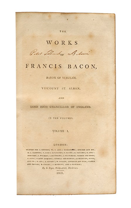 The Works of Francis Bacon (in 10 vols)
