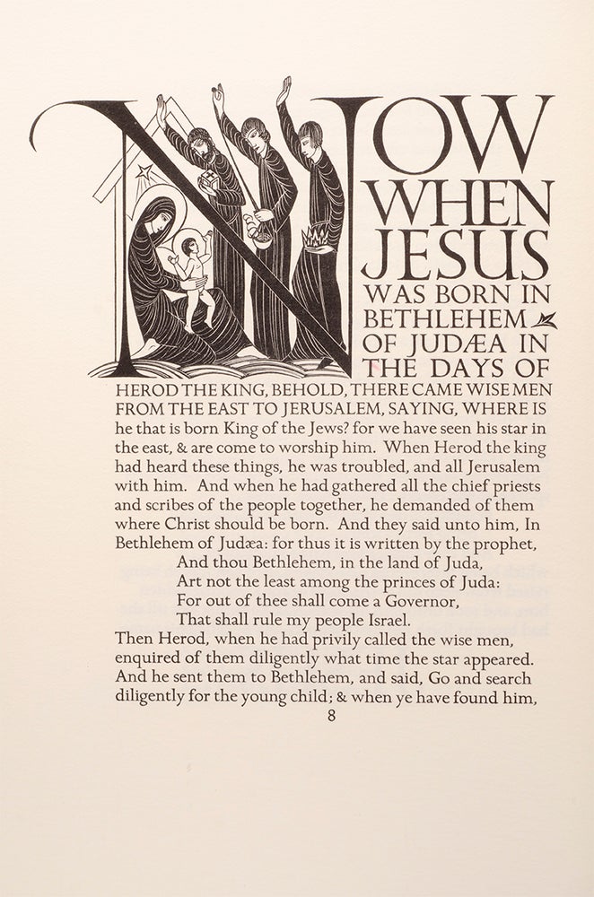 [Bible in English]. [Reproduction of the Golden Cockerel Press edition of] The Four Gospels of the Lord Jesus Christ. According to the authorized version of King James I. With decorations by Eric Gill.
