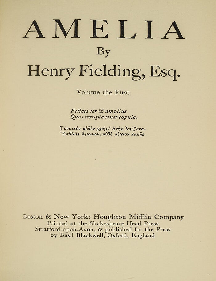The Novels of Henry Fielding