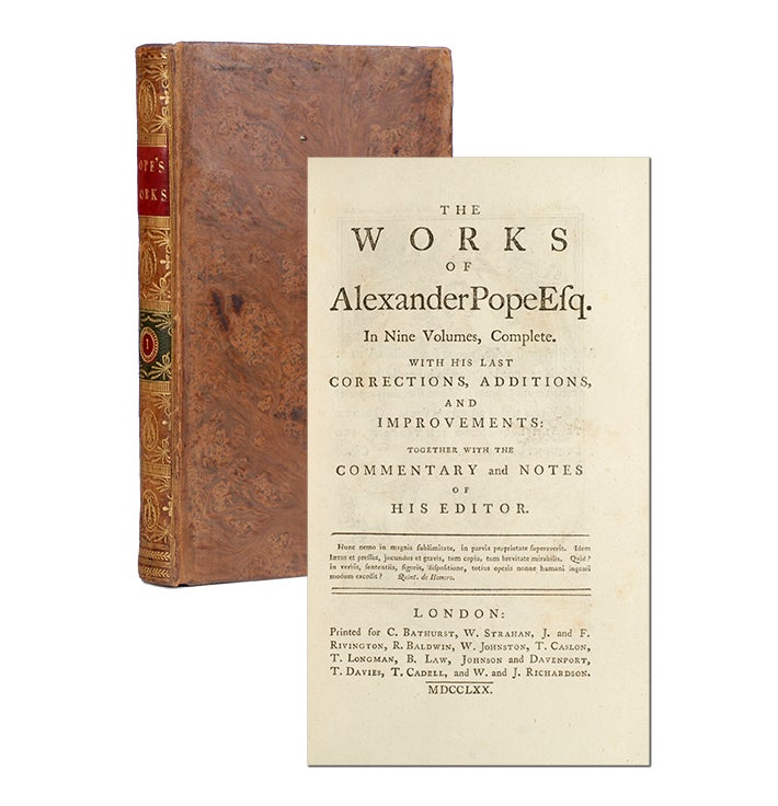 Item #3694) The Works of Alexander Pope (in 9 vols). Alexander Pope