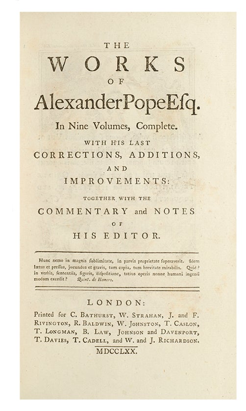 The Works of Alexander Pope (in 9 vols)