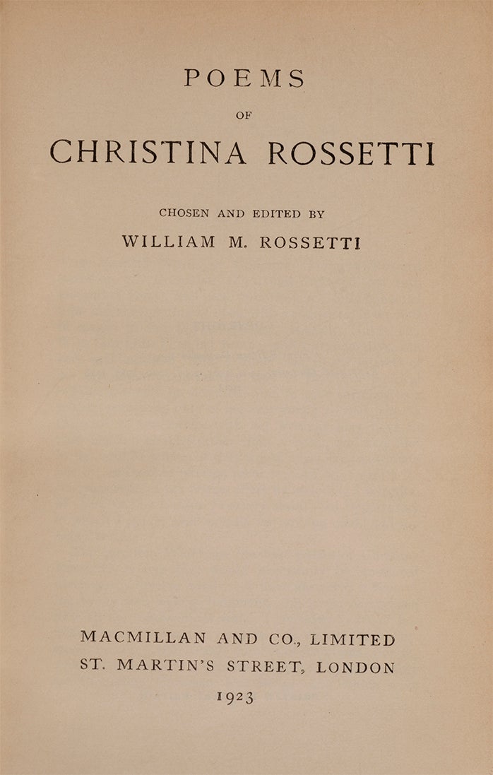 Poems by Christina Rossetti on Whitmore Rare Books