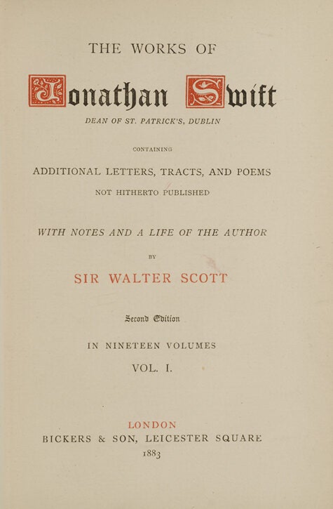 The Works...with Notes and a Life of the Author by Sir Walter Scott (in 19 vols.)