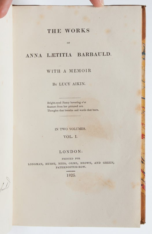 The Works of Anna Laetitia Barbauld with a Memoir (in 2 vols.)