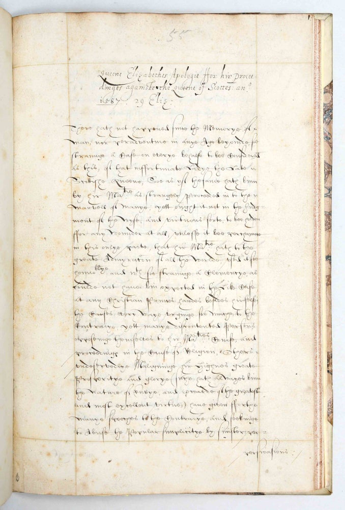 Folio volume comprising two tracts about Elizabeth I: i) George Puttenham, An Apology or True Defence of Her Majesty's Honourable and Good Renown; ii) Sir Philip Sidney, A Letter to Queen Elizabeth touching her Marriage with Monsieur.