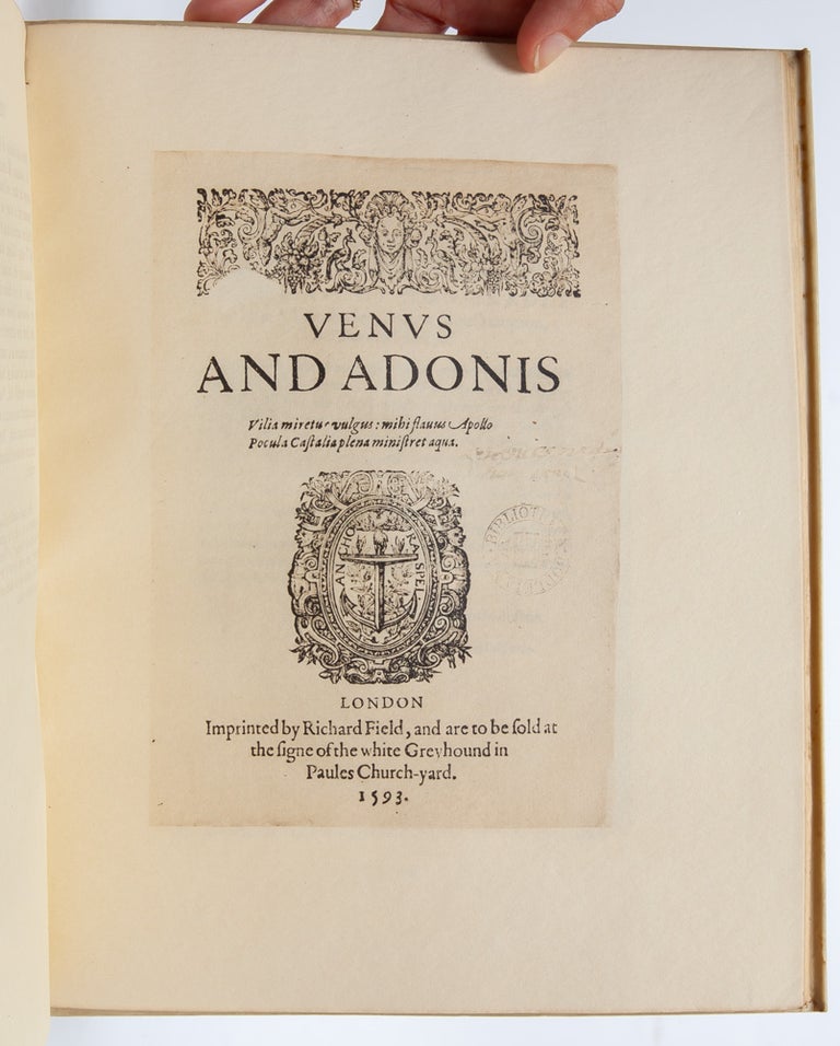 Shakespeares Venus and Adonis. Being a Reproduction in Facsimile of the First Edition, 1593