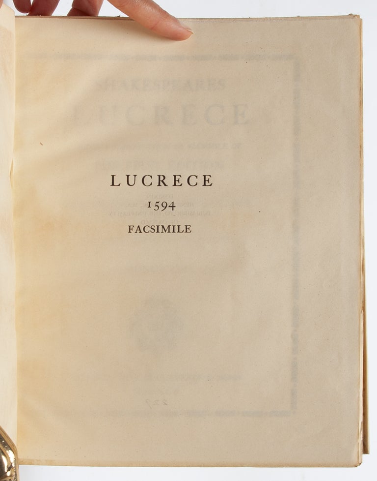 Shakespeares Lucrece. Being a Reproduction in Facsimile of the First Edition, 1594