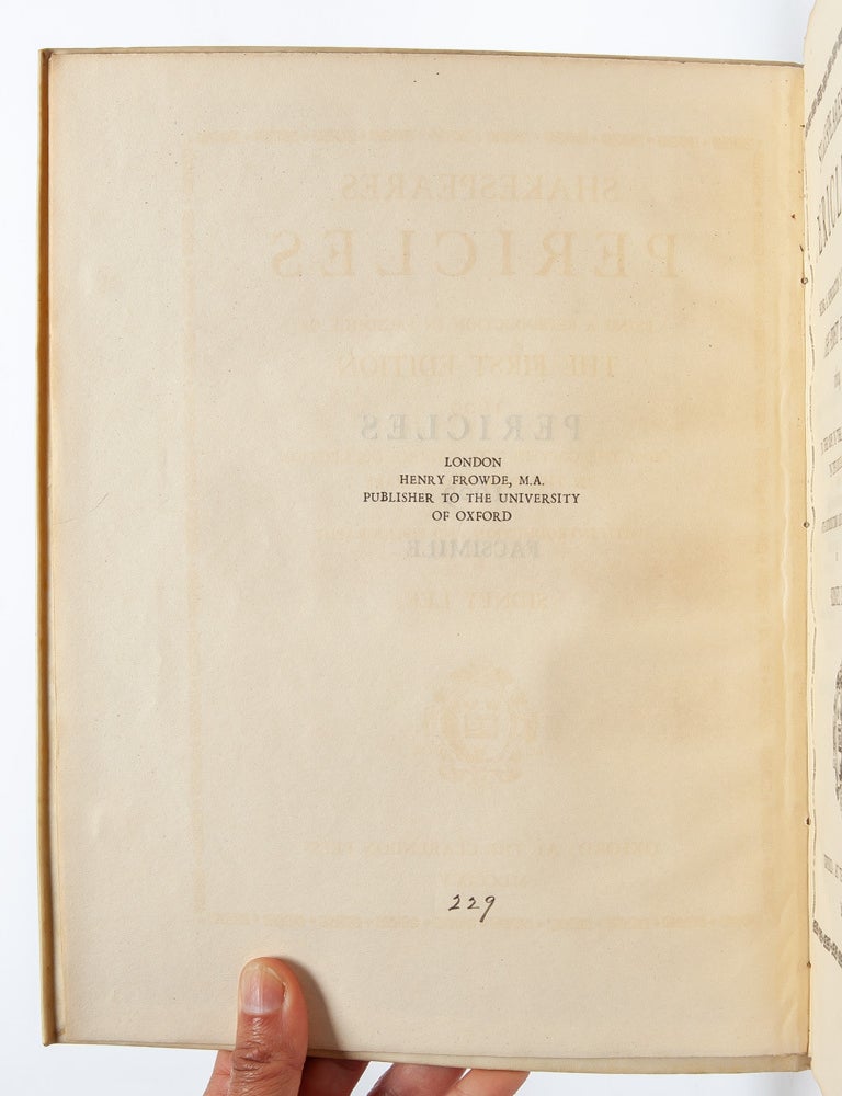 Shakespeares Pericles. Being a Reproduction in Facsimile of the First Edition, 1609