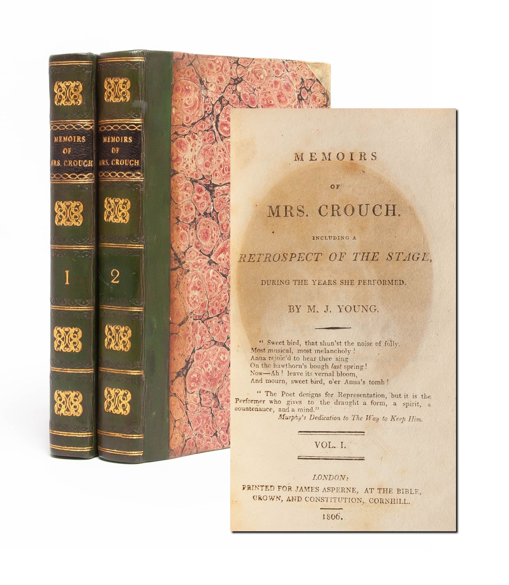 (Item #4748) Memoirs of Mrs. Crouch, Including a Retrospect of the Stage During the Years She Performed (in 2 vols.). Sex Work, M. J. Young, Polyamory, Mary Julia.