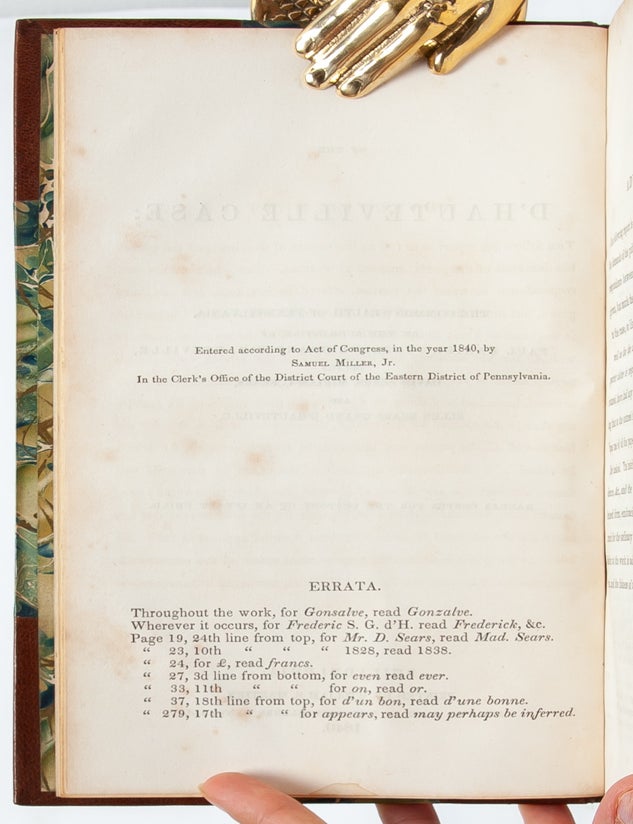 Report of the d'Hauteville Case: The Commonwealth of Pennsylvania. At the Suggestion of Paul Daniel Gonsalve Grand d'Hauteville versus...Ellen Sears Grand d'Hauteville. Habeas Corpus for the Custody of an Infant Child