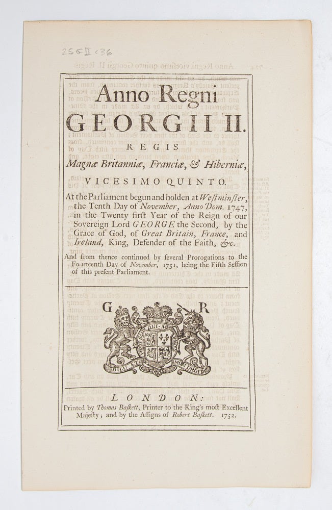 An Act for the Better Preventing of Thefts and Robberies, and for Regulating Places of Publick Entertainment, and Punishing Persons Keeping Disorderly Houses