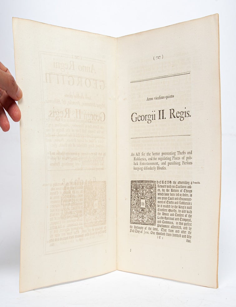An Act for the Better Preventing of Thefts and Robberies, and for Regulating Places of Publick Entertainment, and Punishing Persons Keeping Disorderly Houses