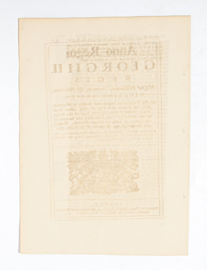 An Act for the Better Preventing of Thefts and Robberies, and for Regulating Places of Publick Entertainment, and Punishing Persons Keeping Disorderly Houses