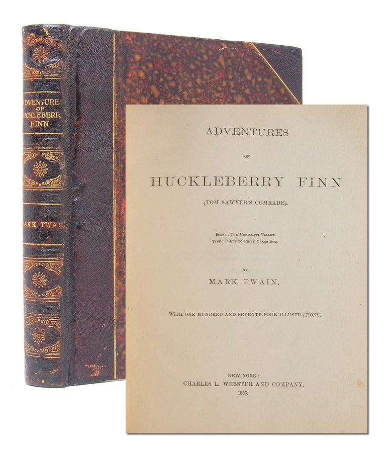 Adventures of Huckleberry Finn (w. Curved Fly. Mark Twain, Samuel L. Clemens.