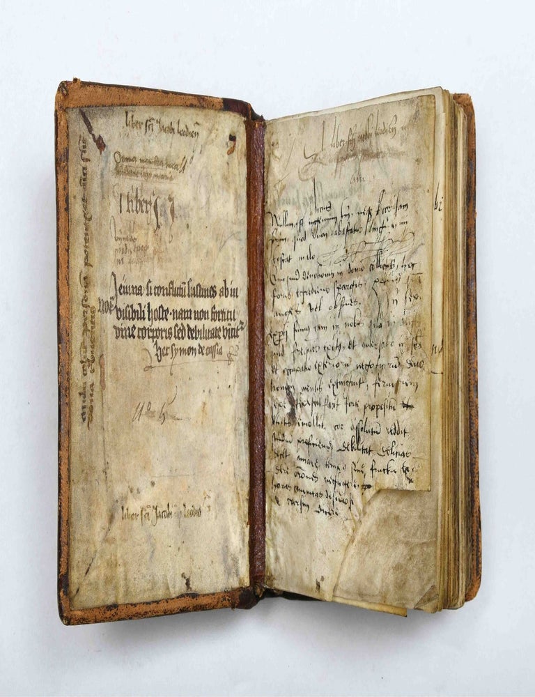 A compilation of devotional and other texts in Latin, illuminated manuscript on parchment.