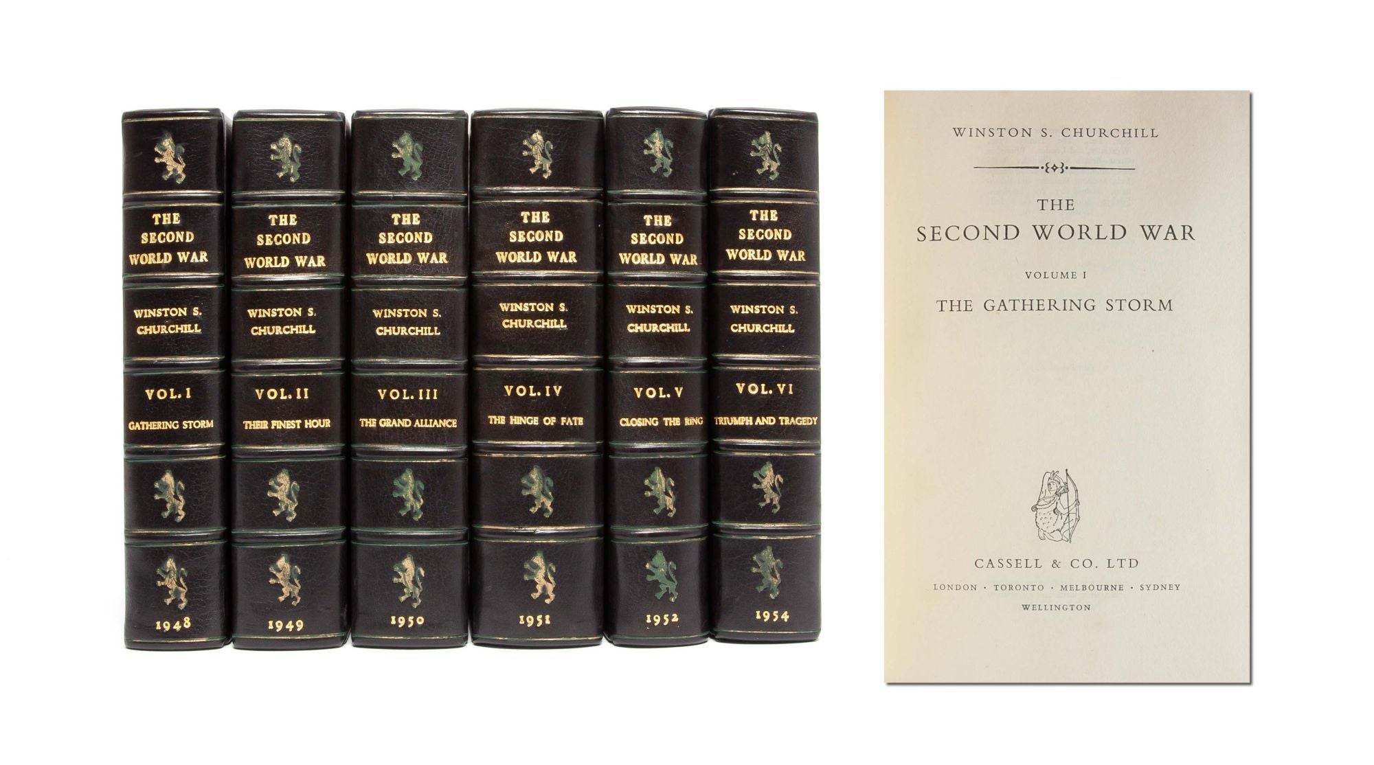 (Item #5038) The Second World War (Finely bound in 6 vols.). Winston Churchill.