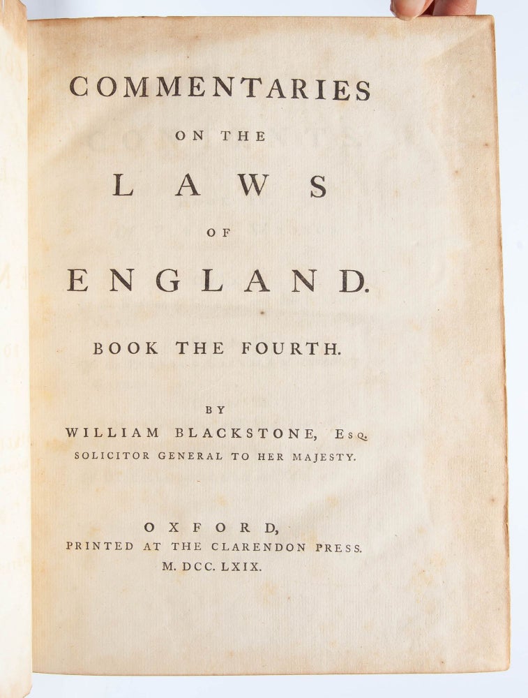 Commentaries on the Laws of England (in four volumes)