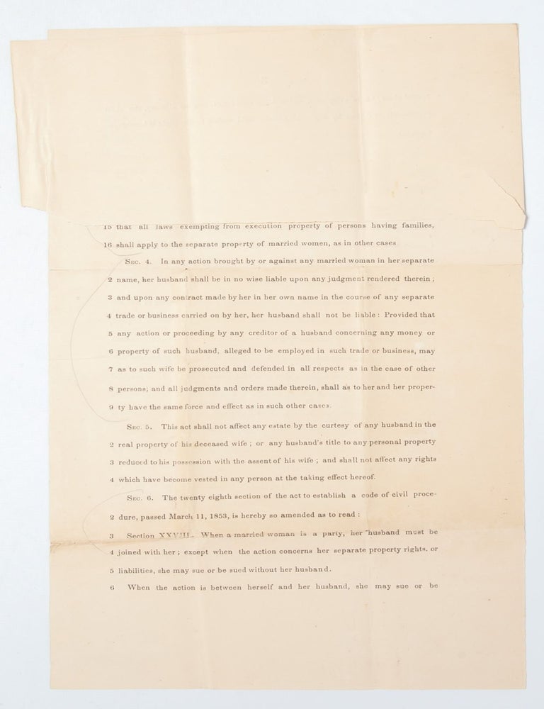 A Bill Concerning the Rights and Liabilities of Married Women