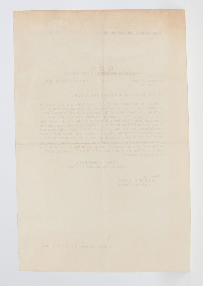 G.H.Q. American Expeditionary Forces. General Orders No. 73