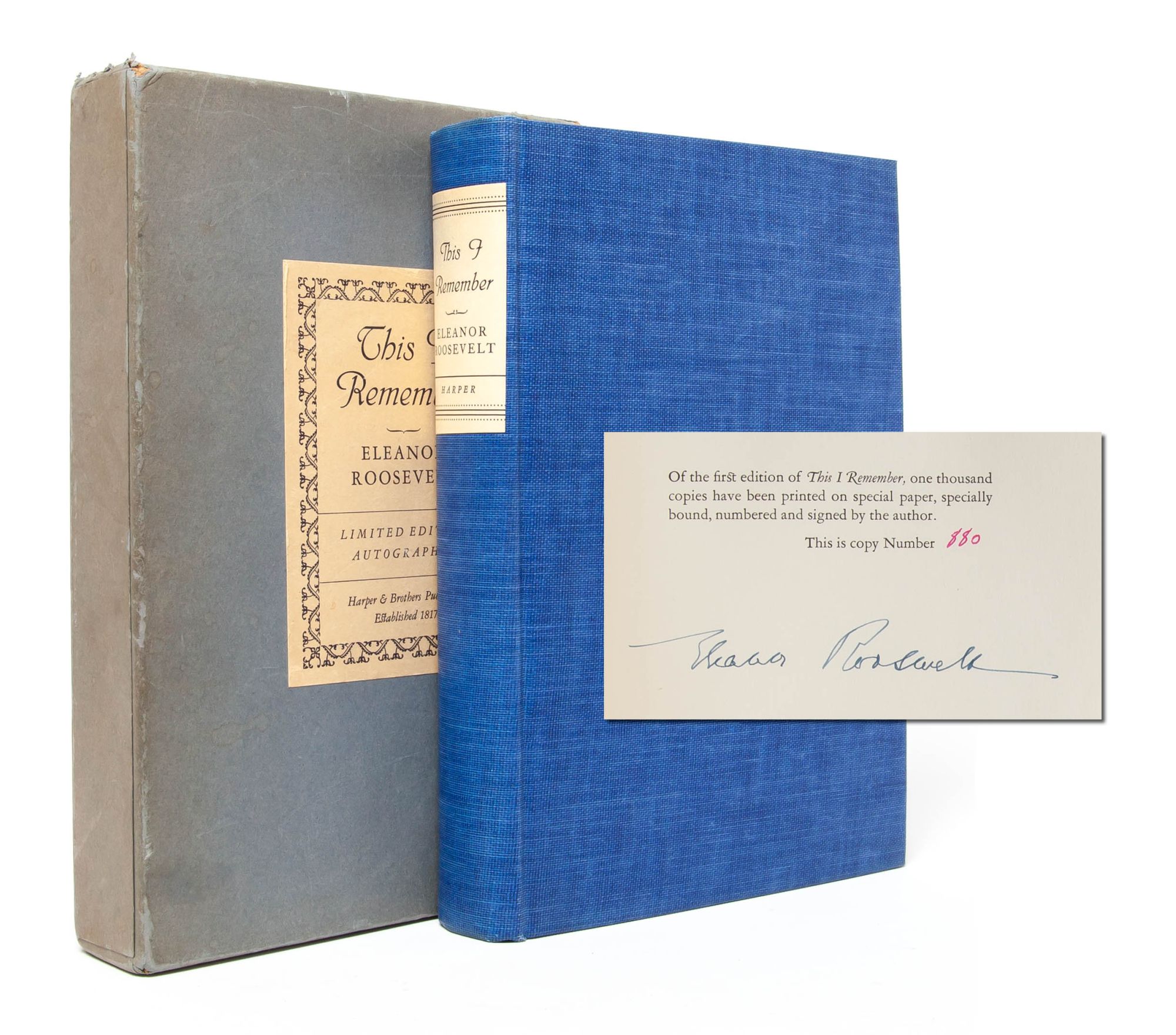 (Item #5635) This I Remember (Signed Limited Edition). Eleanor Roosevelt.