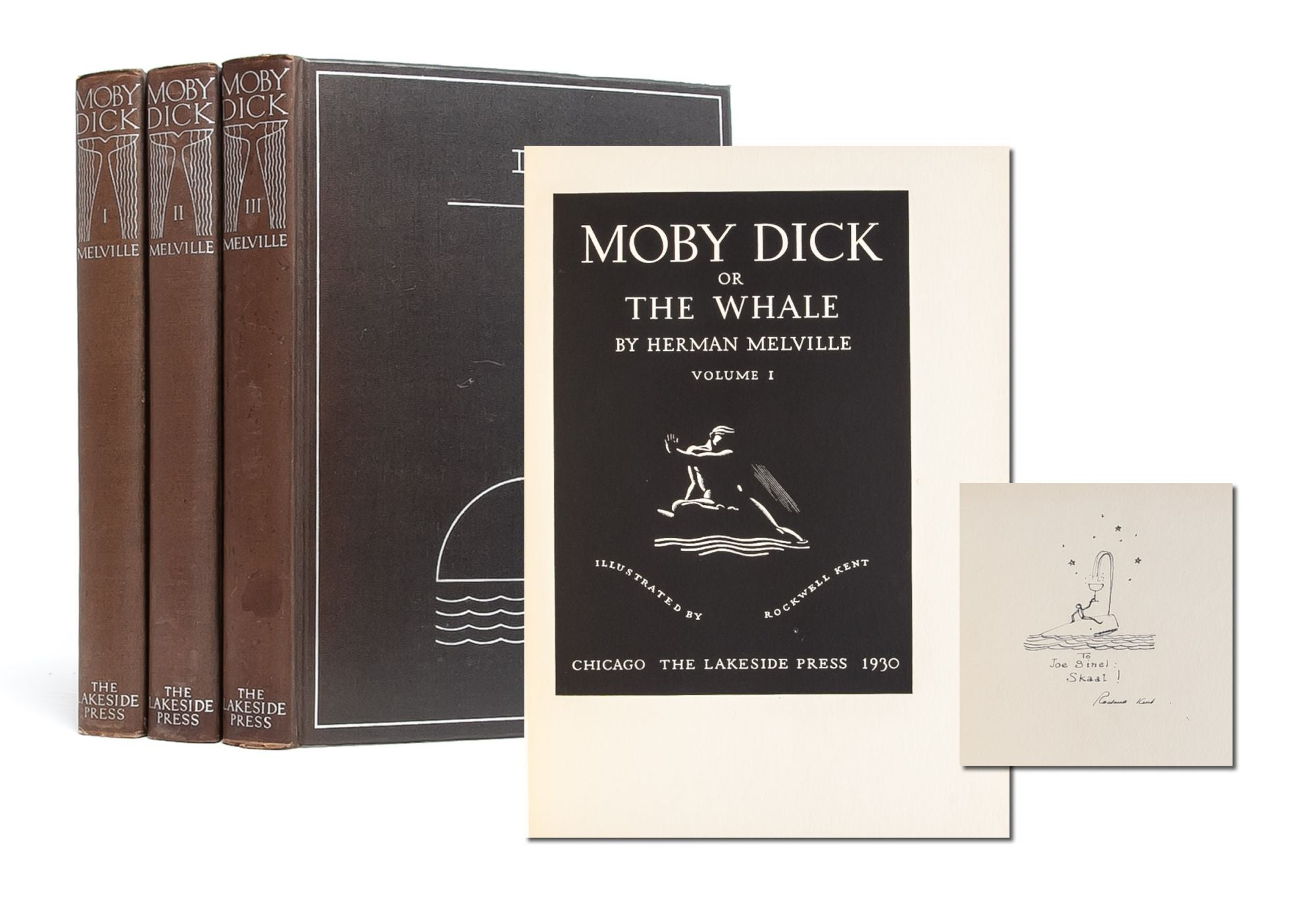 (Item #5858) Moby Dick (Inscribed with artwork by Kent). Rockwell Kent, Herman Melville.