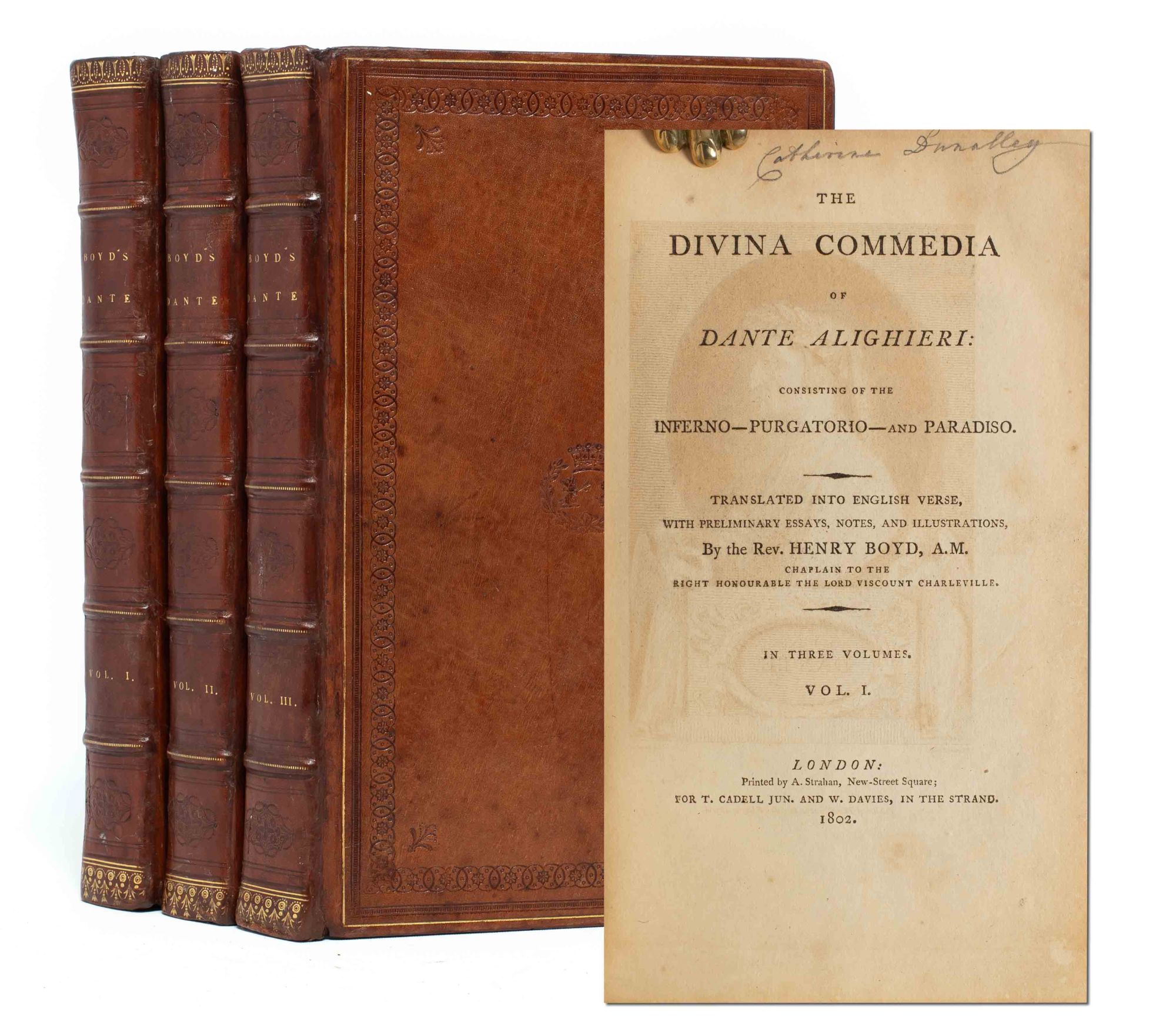 The Divina Commedia of Dante Alighieri Consisting of the Inferno Purgatorio and Paradiso by Dante Alighieri Rev. Henry Boyd on Whitmore Rare